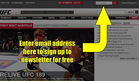 ufc newsletter sign up.